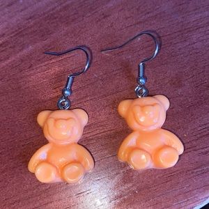 Orange gummy bear earrings!